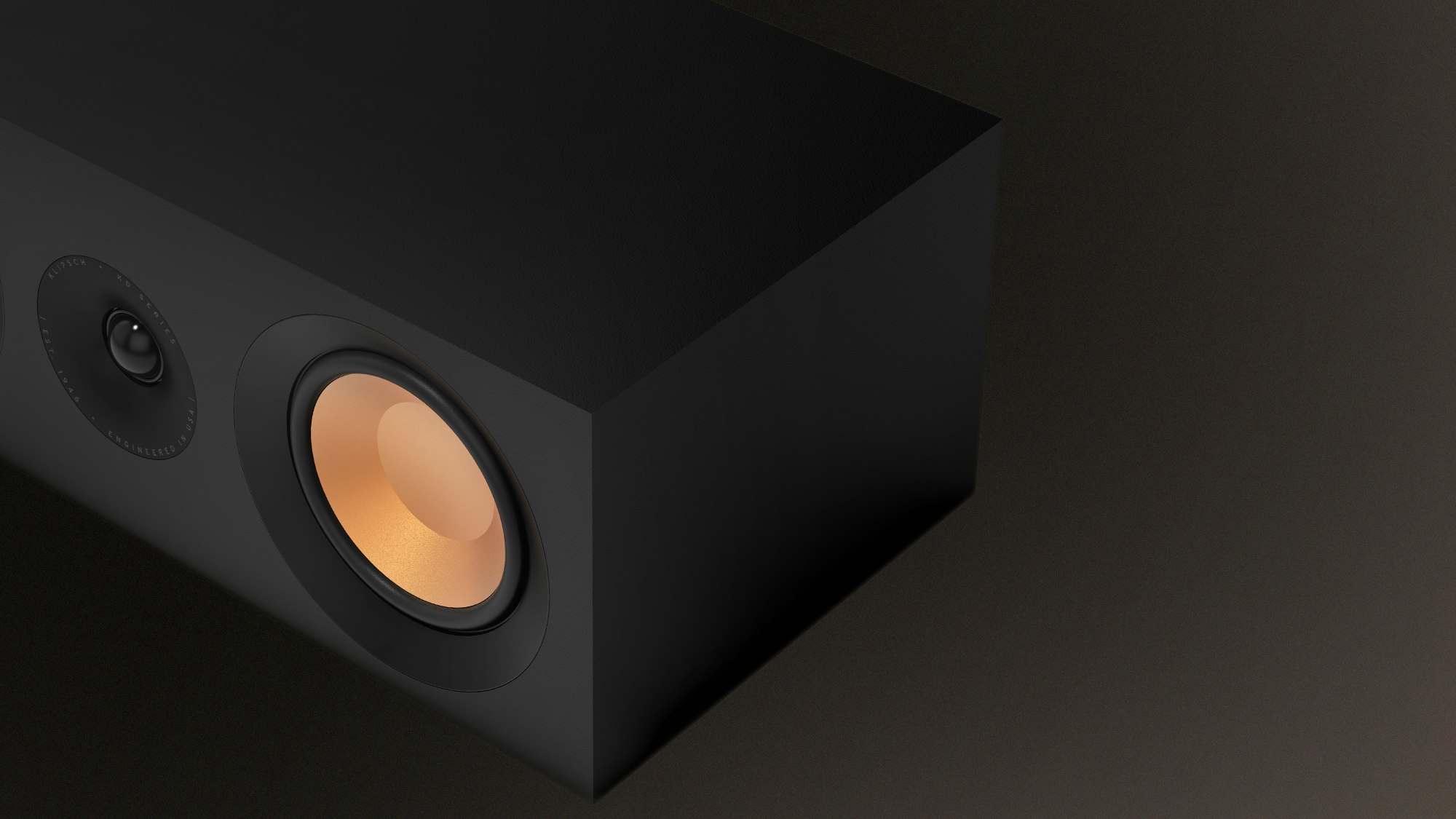 KD-52C front angle closeup of woofer and dhorm tweeter